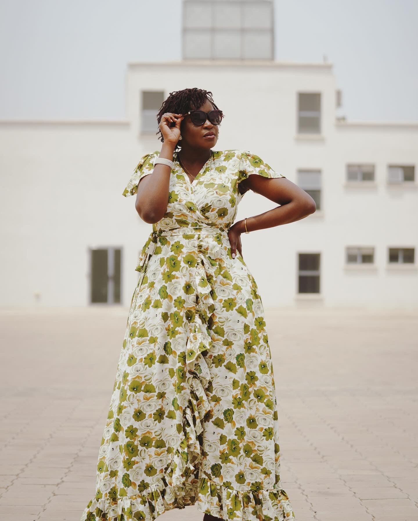 MAUA Wrap dress - green print
