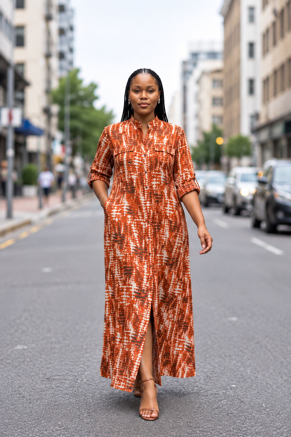 TUNU Shirt dress - Burnt Orange print