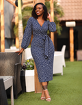 SHANI Wrap dress - Dusk Spot (Navy)