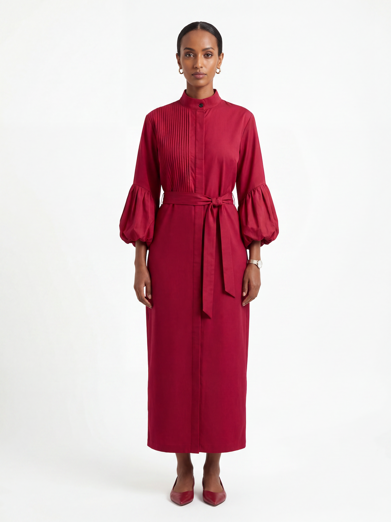 JIVU shirt dress in Wine red